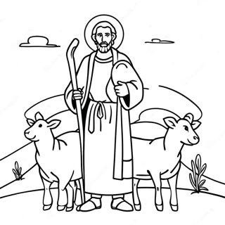 Buon Pastore Con Un Bastone Pagina Da Colorare 116442-51809