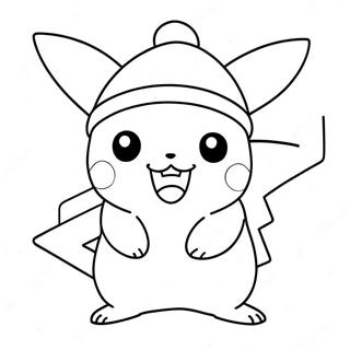 Pagina Da Colorare Di Pikachu Con Un Cappello Di Babbo Natale 117056-52445