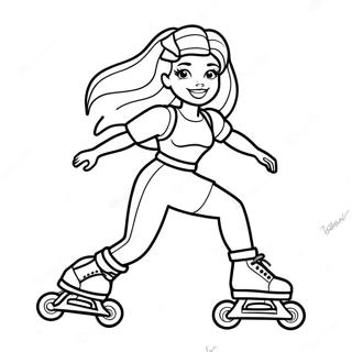 Pagina Da Colorare Della Barbie Sportiva Degli Anni 90 Sui Rollerblade 117314-52648