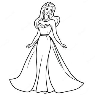 Pagina Da Colorare Della Barbie Glamour Degli Anni 90 In Abito Da Sera 117315-52651