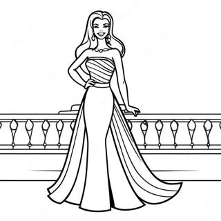 Pagina Da Colorare Della Barbie Glamour Degli Anni 90 In Abito Da Sera 117315-52652