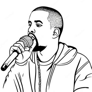 Pagina Da Colorare Di Kanye West Con Un Microfono 117626-52886
