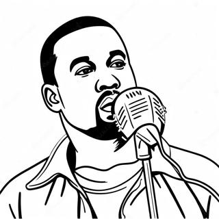 Pagina Da Colorare Di Kanye West Con Un Microfono 117626-52888