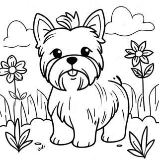 Yorkie Realistico Pagine da Colorare