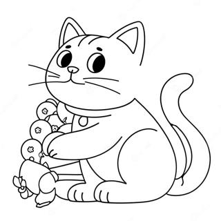 Pagina Da Colorare Del Gatto Di Natale Adorabile Che Gioca Con Le Decorazioni 118910-53992