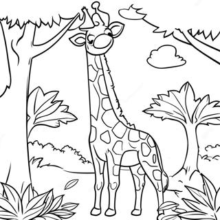 Pagina Da Colorare Di Una Giraffa Elegante Che Mangia Foglie 119529-54478