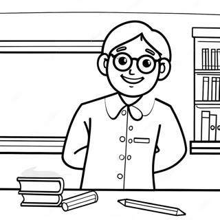 Pagina Da Colorare Di Una Insegnante Felice In Aula 119578-54507