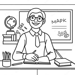 Pagina Da Colorare Di Una Insegnante Felice In Aula 119578-54508