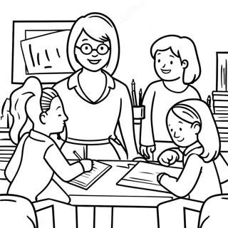 Pagina Da Colorare Di Un Insegnante Amichevole Che Aiuta Gli Studenti 119579-54510