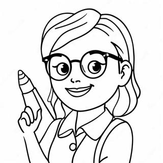 Pagina Da Colorare Di Una Insegnante Carina Con Occhiali 119580-54513