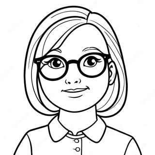 Pagina Da Colorare Di Una Insegnante Carina Con Occhiali 119580-54514