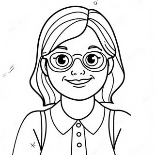Pagina Da Colorare Di Una Insegnante Carina Con Occhiali 119580-54516