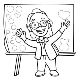Pagina Da Colorare Di Una Insegnante Allegra Con Lavagna 119581 54517
