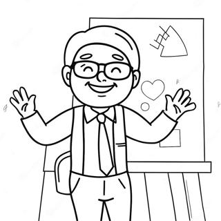 Pagina Da Colorare Di Una Insegnante Allegra Con Lavagna 119581 54518