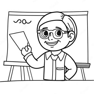 Pagina Da Colorare Di Una Insegnante Allegra Con Lavagna 119581 54519