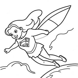 Disegno Da Colorare Di Supergirl Che Vola Nel Cielo 119861-54730