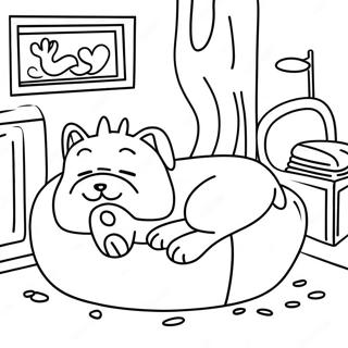 Pagina Da Colorare Del Catdog Sonnolento Su Un Letto Confortevole 120020 54862