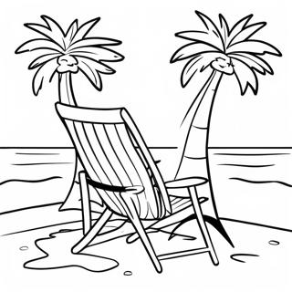 Pagina Da Colorare Di Una Sedia Da Spiaggia Rilassante Con Palma 120837-55503