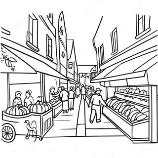 Pagina Da Colorare Di Una Scena Di Mercato Francese Colorata 120966 55600