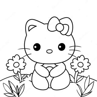 Pagina Da Colorare Di Hello Kitty Con Fiori 121452-56137