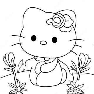 Pagina Da Colorare Di Hello Kitty Con Fiori 121452-56138