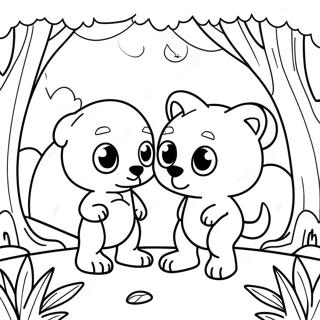 Disegno Da Colorare Di Pomni E Jax In Una Foresta Magica Pagine Da Colorare