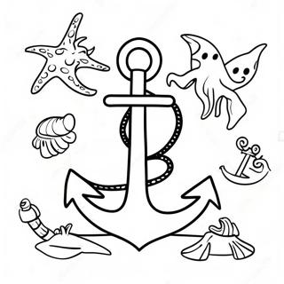 Disegno Da Colorare Ancora Fantasiosa Con Creature Marine 122376-56925