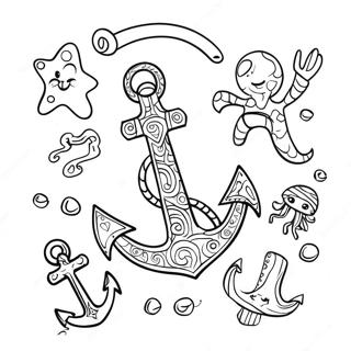 Disegno Da Colorare Ancora Fantasiosa Con Creature Marine 122376-56927