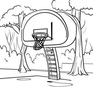 Pagina Da Colorare Di Un Canestro Da Basket In Un Parco 122761 57217