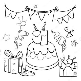 Pagina Da Colorare Della Scena Della Festa Di Compleanno Felice E Gioiosa Per Il 2deg Compleanno 122866-57303