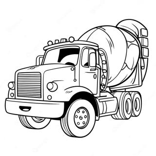 Pagina Da Colorare Del Camion Per Cemento Con Un Felice Lavoratore Edile 123250 57599