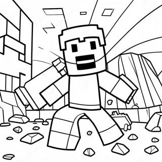 Pagina Da Colorare Di Steve Di Minecraft Che Estrae Diamanti 126238-60009