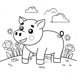 Pagina Da Colorare Del Maiale Di Minecraft Felice Con Fiori 126833 60469