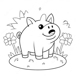 Pagina Da Colorare Del Maiale Di Minecraft Felice Con Fiori 126833 60470