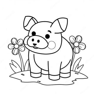 Pagina Da Colorare Del Maiale Di Minecraft Felice Con Fiori 126833 60471