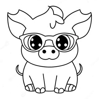 Pagina Da Colorare Del Maialino Kawaii Adorabile Con Occhiali Da Sole 127707 61275