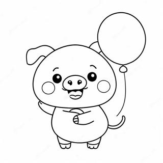 Pagina Da Colorare Del Maialino Kawaii Carino Che Tiene Un Palloncino 127709-61282