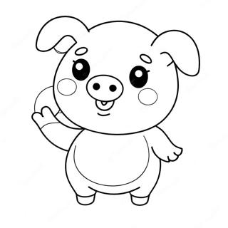 Pagina Da Colorare Del Maialino Kawaii Carino Che Tiene Un Palloncino 127709-61284