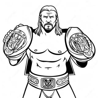 Pagina Da Colorare Di Triple H Dinamico Che Tiene Due Cinture 128585-61964