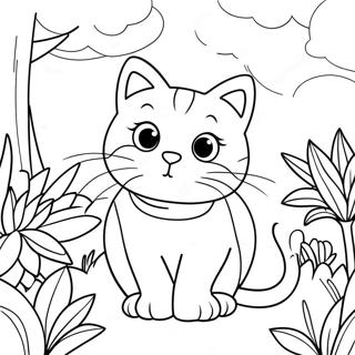 Pagina Da Colorare Del Gatto Della Natura Che Esplora Un Giardino Vibrante 130689 63599