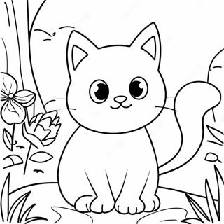 Pagina Da Colorare Del Gatto Della Natura Che Esplora Un Giardino Vibrante 130689 63600