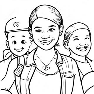 Pagina Da Colorare Di Zendaya Che Sorride Con Gli Amici 130768-63666