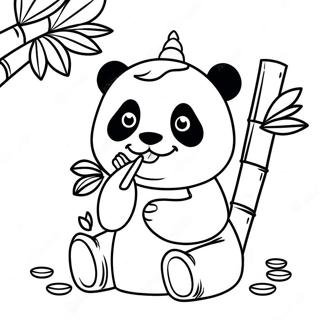 Pagina Da Colorare Del Delizioso Panda Unicorno Che Mangia Bambu 130793-63688