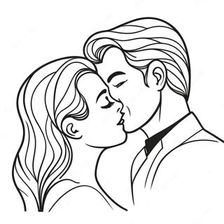 Pagina Da Colorare Di Bacio Di Coppia Romantica 131102 63919