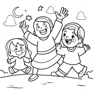 Pagina Da Colorare Di Bambini Gioiosi Che Giocano Con Gesu 131333 64096