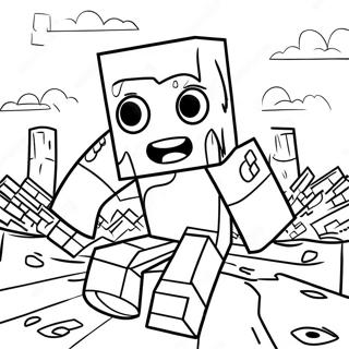 Pagina Da Colorare Dello Zombie Inquietante Di Minecraft 133261 65585