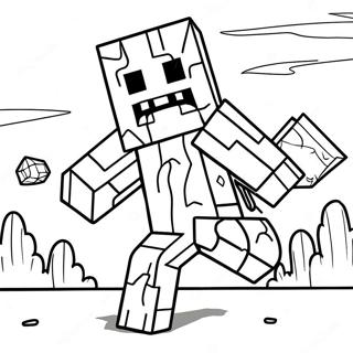 Pagina Da Colorare Dello Zombie Inquietante Di Minecraft 133261 65588