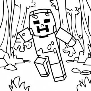Pagina Da Colorare Dello Zombie Di Minecraft In Una Foresta 133263-65593