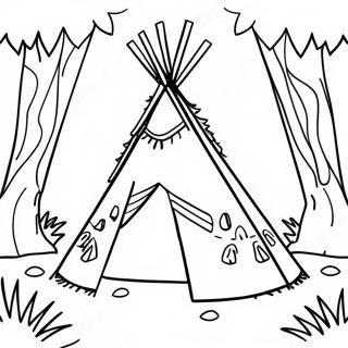 Pagina Da Colorare Di Un Teepee Colorato Nella Foresta 133699-65925