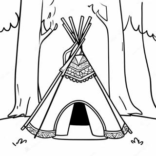 Pagina Da Colorare Di Un Teepee Colorato Nella Foresta 133699-65926